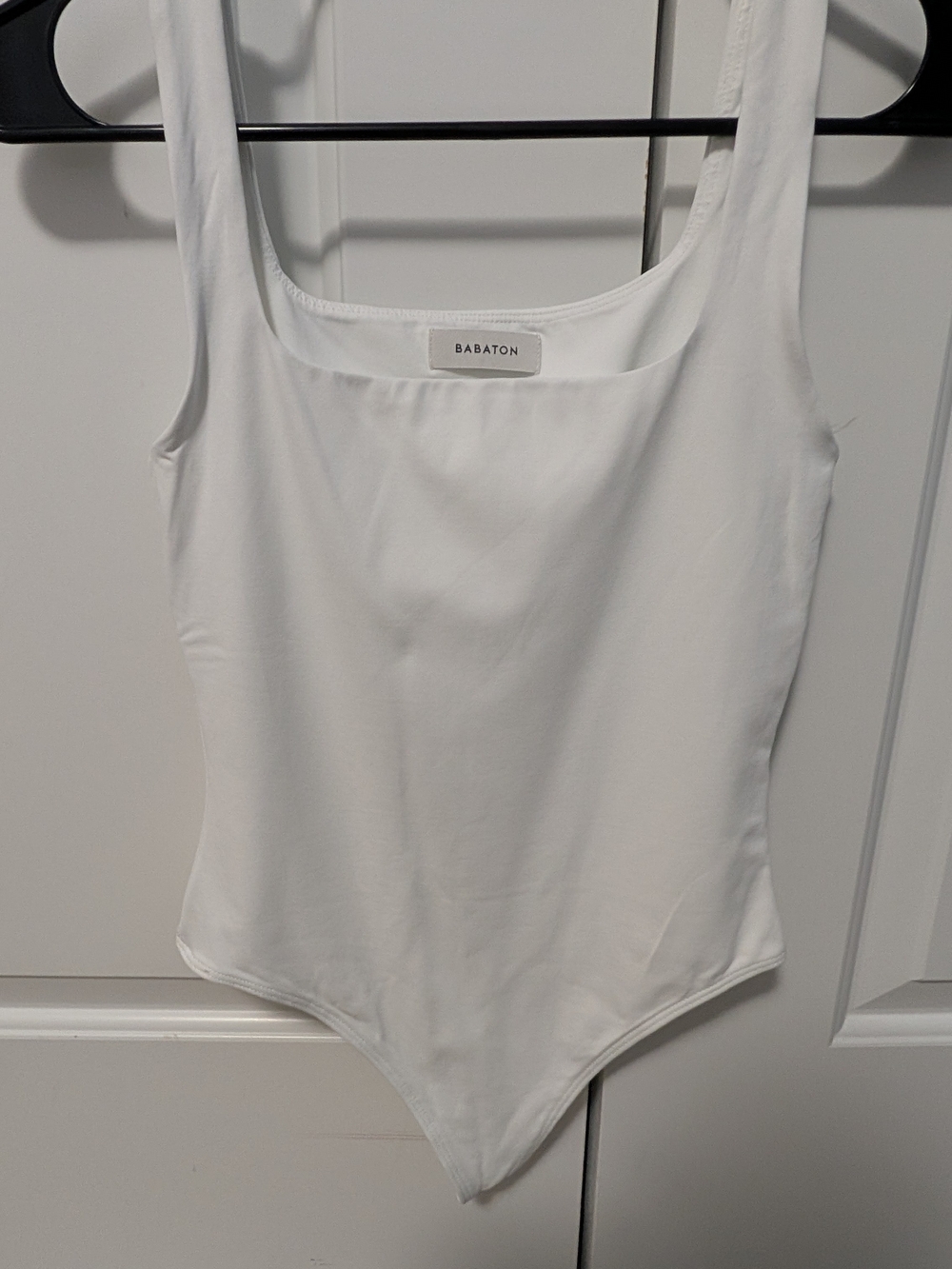 Babaton White Square-Neck One-Piece Bodysuit